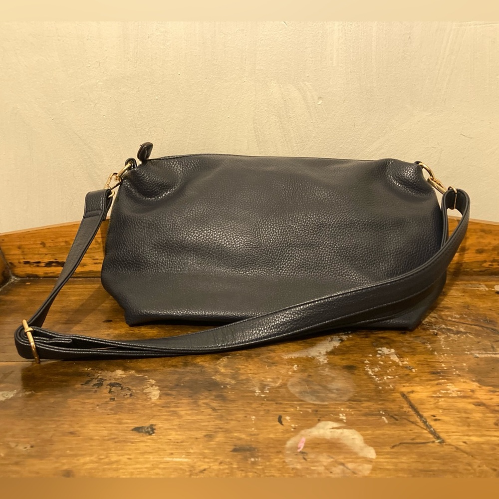 Navy blue faux leather purse